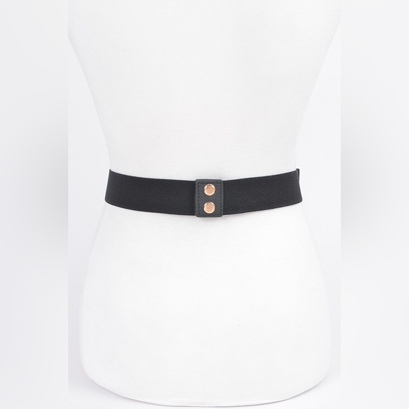 Rhinestone Metallic Plaque Elastic Statement Belt - Picture 3 of 7